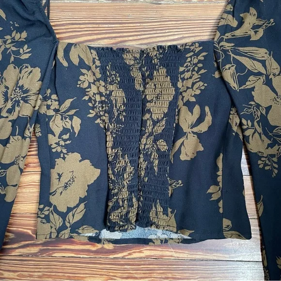 Reformation Blue and Brown Long Sleeve Floral Top - Picture 6 of 14